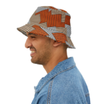 This is an image of a abstract designer bucket hat, and links to more uniquely designed caps and hats.