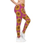 Pink Casual Sunflower Women's Leggings with Links to more cozy apparel products